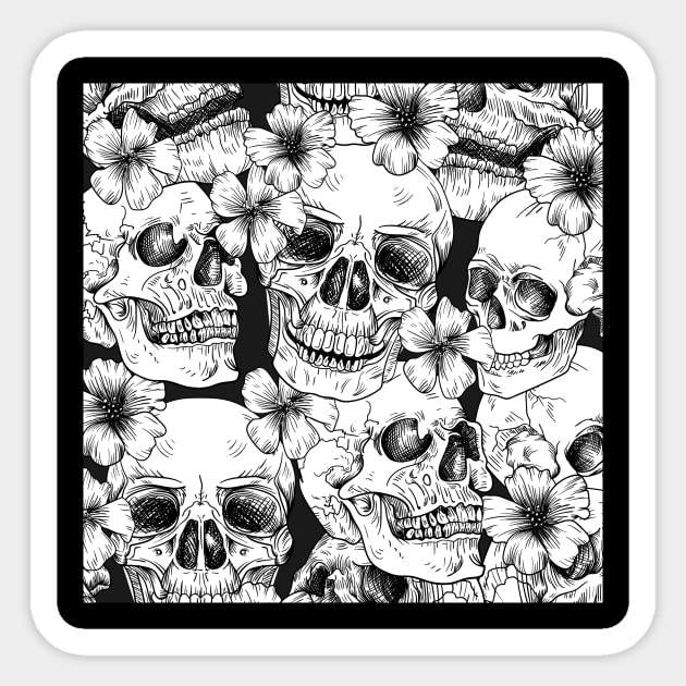 Skull and Flower Pattern Sticker by Ruth Designs